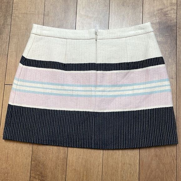 BCBGMAXAZRIA Malikka Woven Fringe Wrap Style Cotton Mini Skirt size 6 striped - Picture 5 of 11